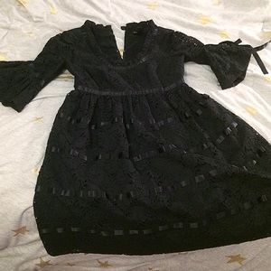 Vintage Betsey Johnson Black Lace Dress w/ Ribbon